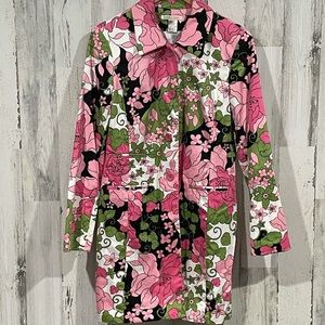 ALDO TREVI Vintage Floral Above Knee Jacket Size 8